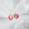 Fashion New Simulation Peach Drop Earrings Girl Cute Romantic Sweet Pink Peach Leaves Tassel Earrings Simple Party Jewelry Gift