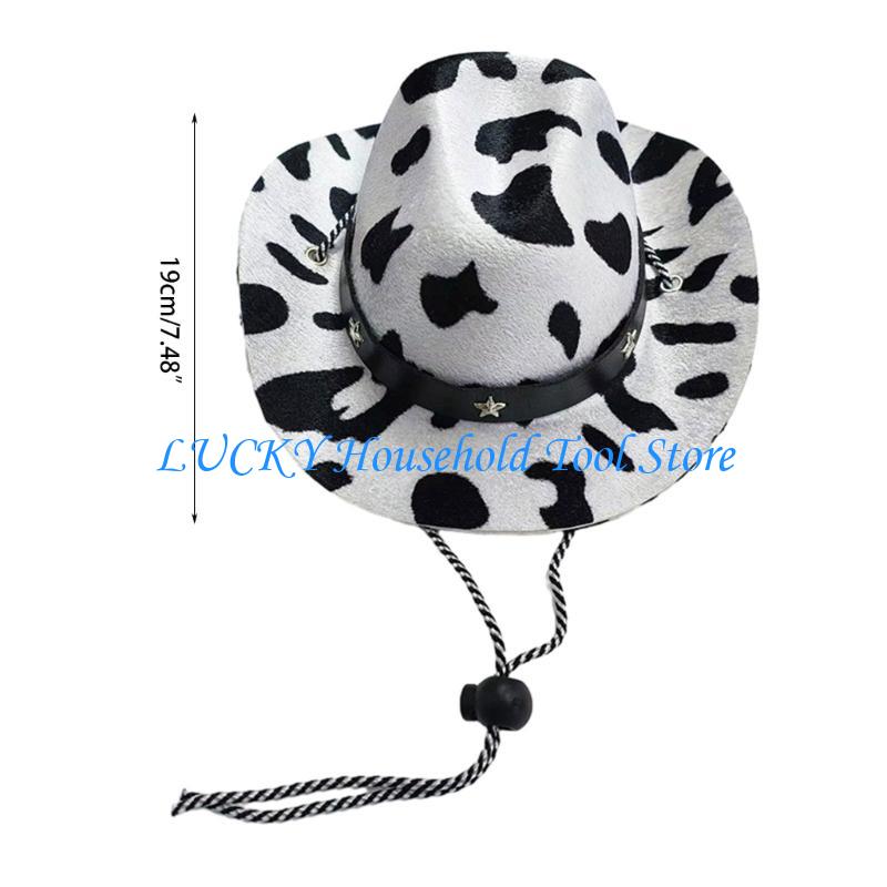 J0MC Pet Hat NewYear Party Photo Hat for Bichons Adjust Belt Dogs Cowboy Hat