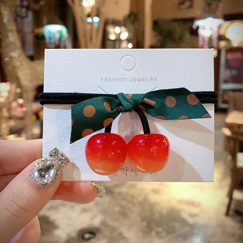 

Корейська Мила Гумка для Волосся з Чорною Вишнею - Товста Гумова Прикраса для Волосся для Жінок червоний