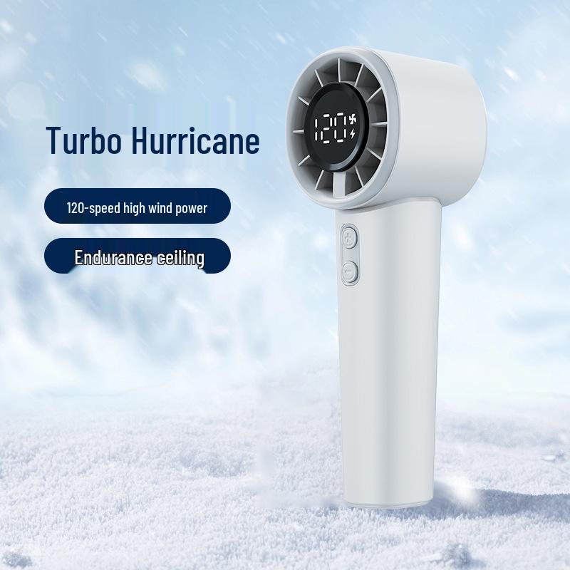 USB Rechargeable Handheld Fan with 120-Speed Levels, LED Screen, and Five-Step Adjustable Speed Control Coral Red