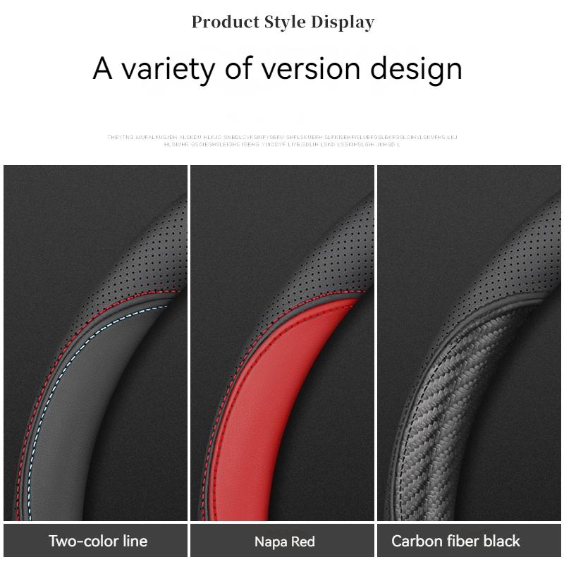Full Leather Cover For All Seasons Auto Steering Wheel Cover Ultra-Thin Non-Slip Round Breathable Car Steering Wheel Protector