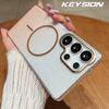 KEYSION Luxury Gradient Glitter Magnetic Phone Case for Samsung S22 S23 S25 Ultra S25+ Edge S24 FE Wireless Charging Shockproof Cover
