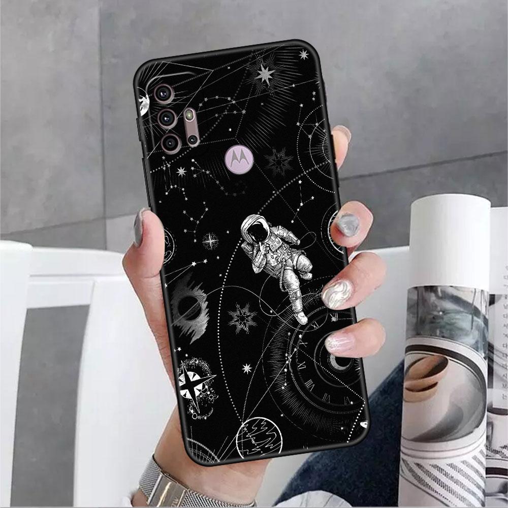 Hülle für Motorola G30 G60 G9 Play One Fusion Plus Edge 20 G8 Power Lite G22 G50 G200 G51 G71 Telefonabdeckung Space Cool Astronaut