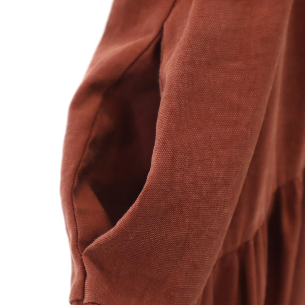 Zara 7 Minutes Sleeve Long Dress M Red Brown Special Wing Women Used