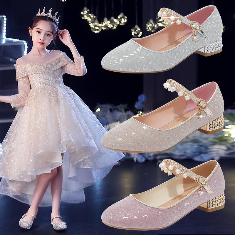 

Туфли кожаные для девочек на высоком каблуке, для маленькой девочки, для выступления на пианино, хрустальные туфли, платье, выступление на подиуме, принцесса, детская обувь, весна и осень 39 inner length 24.5CM розовый