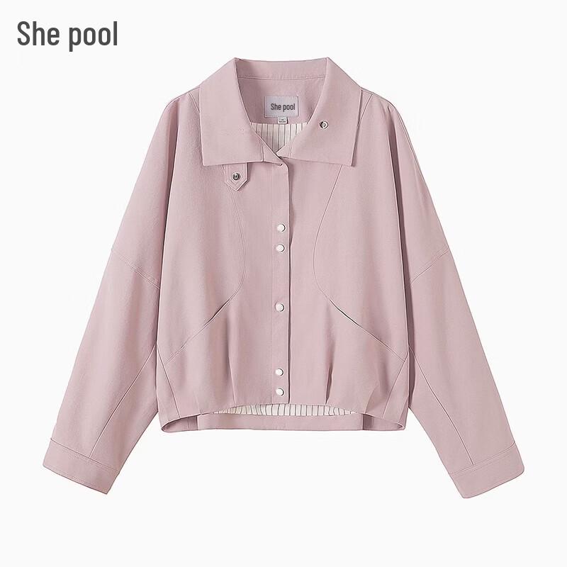 She Pool Korean Style Pleated Lapel Short Jacket L