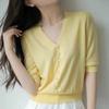 Women's Fashion Casual Solid Color Print Short Sleeve V-Neck Blouses & Shirts