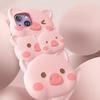 Adorable 3D Pink Pig iPhone Case Women's Soft Silicone Full Coverage
