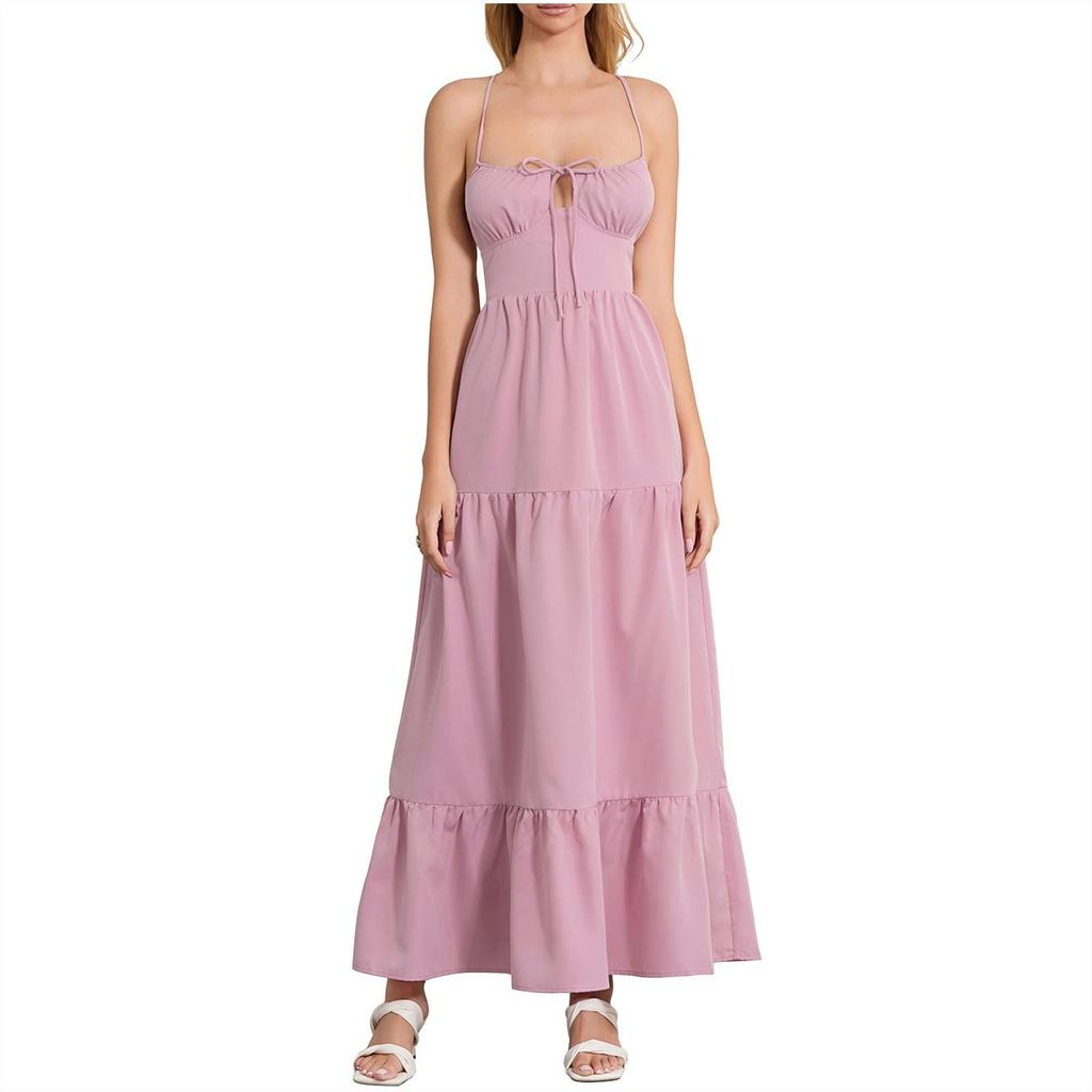 Women's Strappy Backless A Hem Temperament Casual Vacation Dresses