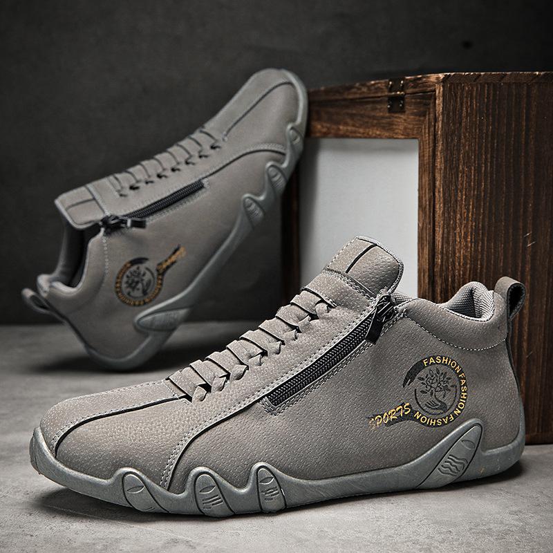 Men's shoes new autumn outdoor casual black small leather shoes side zipper leather sneakers men