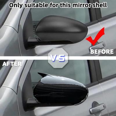 For Nissan Qashqai J10 2007-2014 Pair Side Mirror Cover Cap Glossy Black/Carbon Look Car Exterior Rear Mirror Cap Accessories