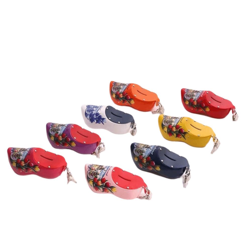 Miniature Wooden Shoes Piggy Bank 15cm Coin Saving Box Wooden Clog Piggy Bank Indoor Use