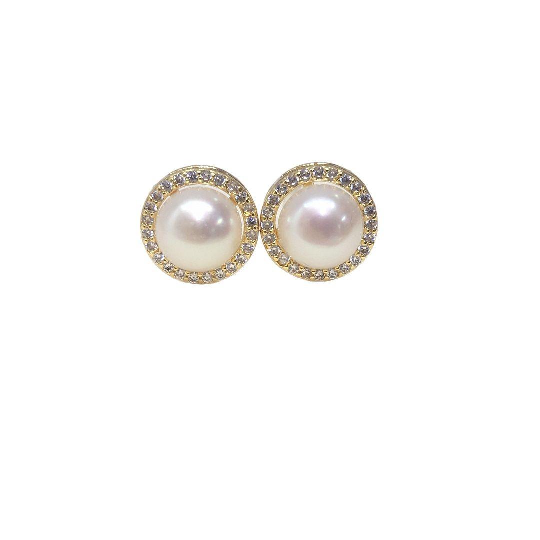 Earrings with Women s Micro Inlaid Zircon, High-end and Simple Round Earrings