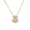 Luxury Zircon 26 English Letter Pendant Necklace for Women Gold Plated Stainless Steel Chain Fat Alphabet Hip Hop Necklace