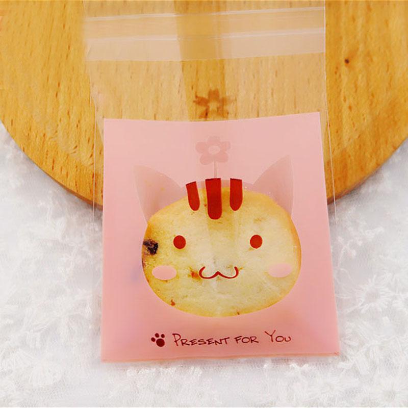 100Pcs/lot Cute Heart Theme Candy Cookie Bags Wedding Birthday Party Candy Buscuit Packaging Bag Christmas Plastic Gift Bags