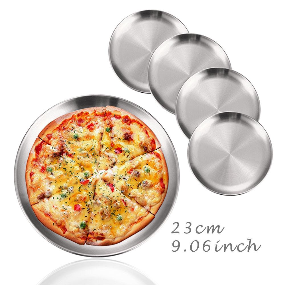 5 Stück/Set Goldene Edelstahl Runde Platte Rostfrei Flache Tablettplatte Campingplatte BBQ Picknick Geschirr Kochgeschirr