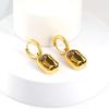 Fashion Square Zircon Pendant Earrings for Women and Girls, Stainless Steel Gold-Plated Cubic Zirconia Ear Accessories Jewelry