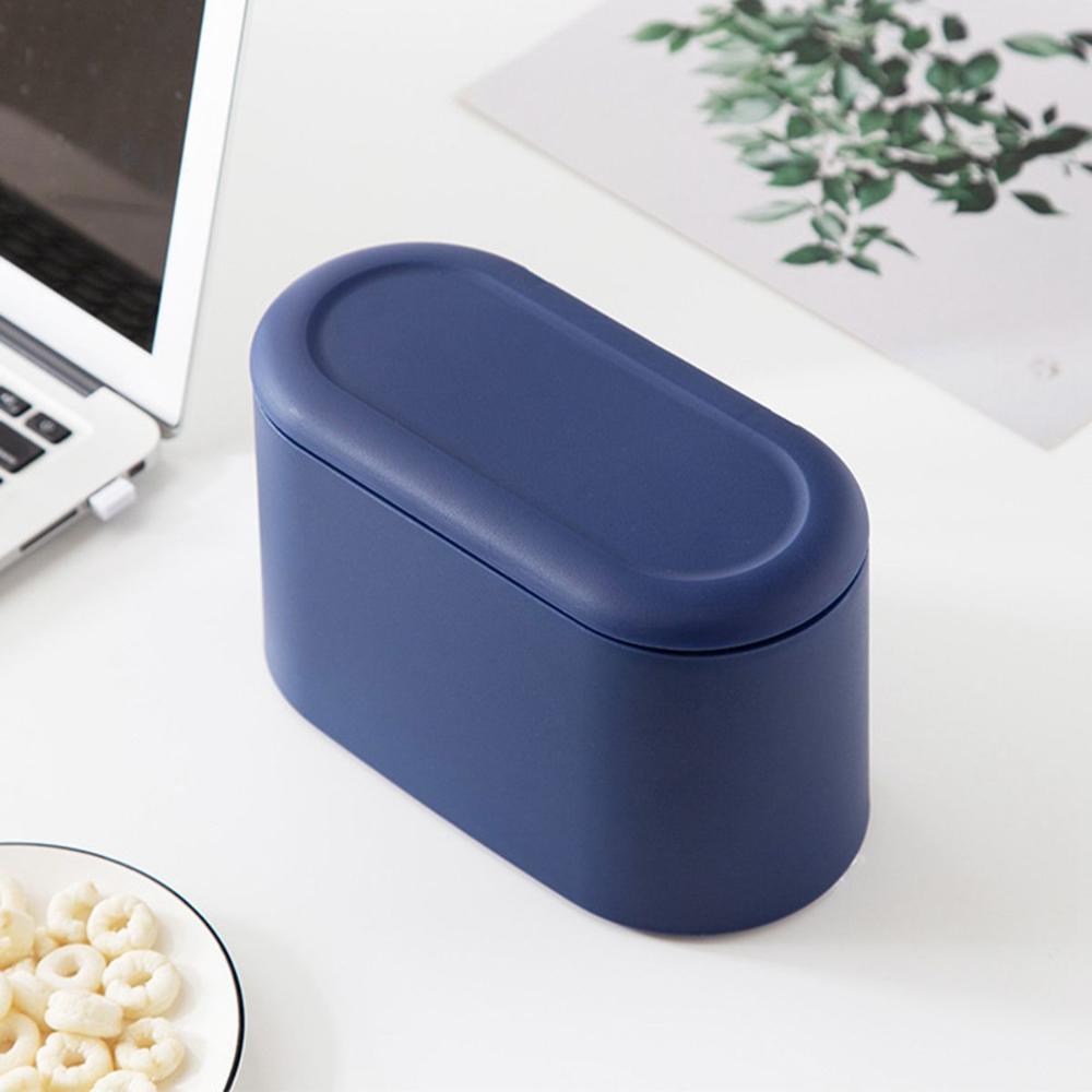 Home Office Creative Mini with Lid Plastic Waste Basket Garbage Bin Storage Organizer Trash Can