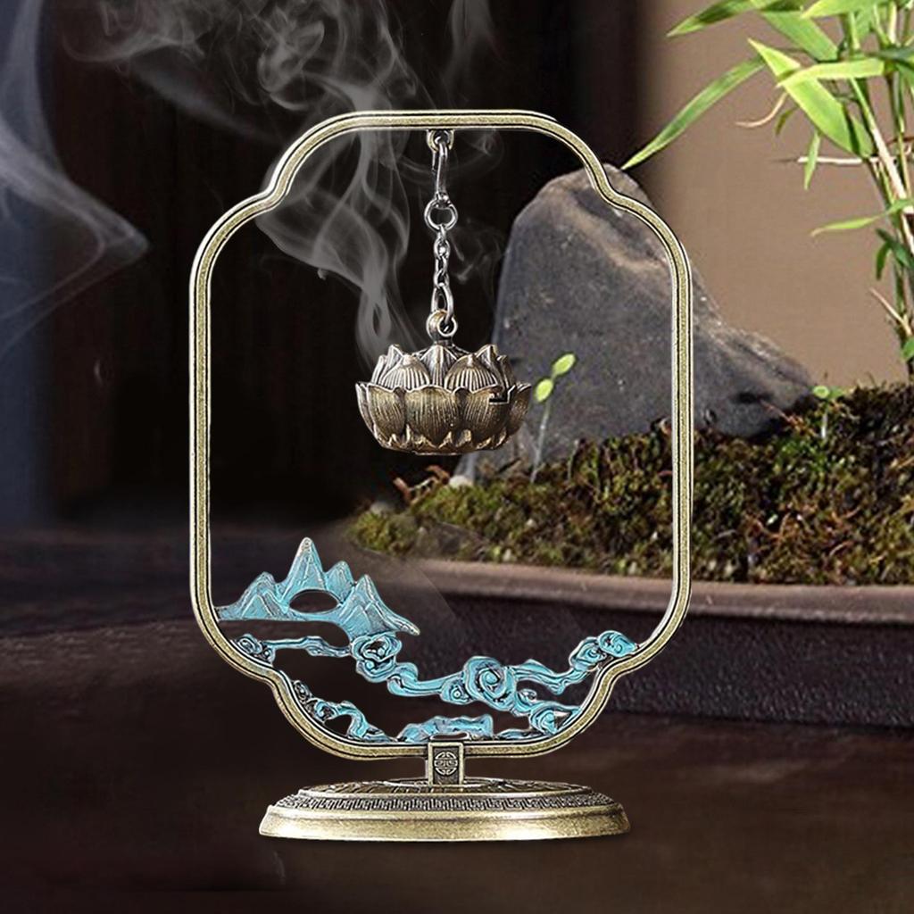 Lotus Flower Hanging Incense Burner Alloy Metal for Bathroom Multifunctional