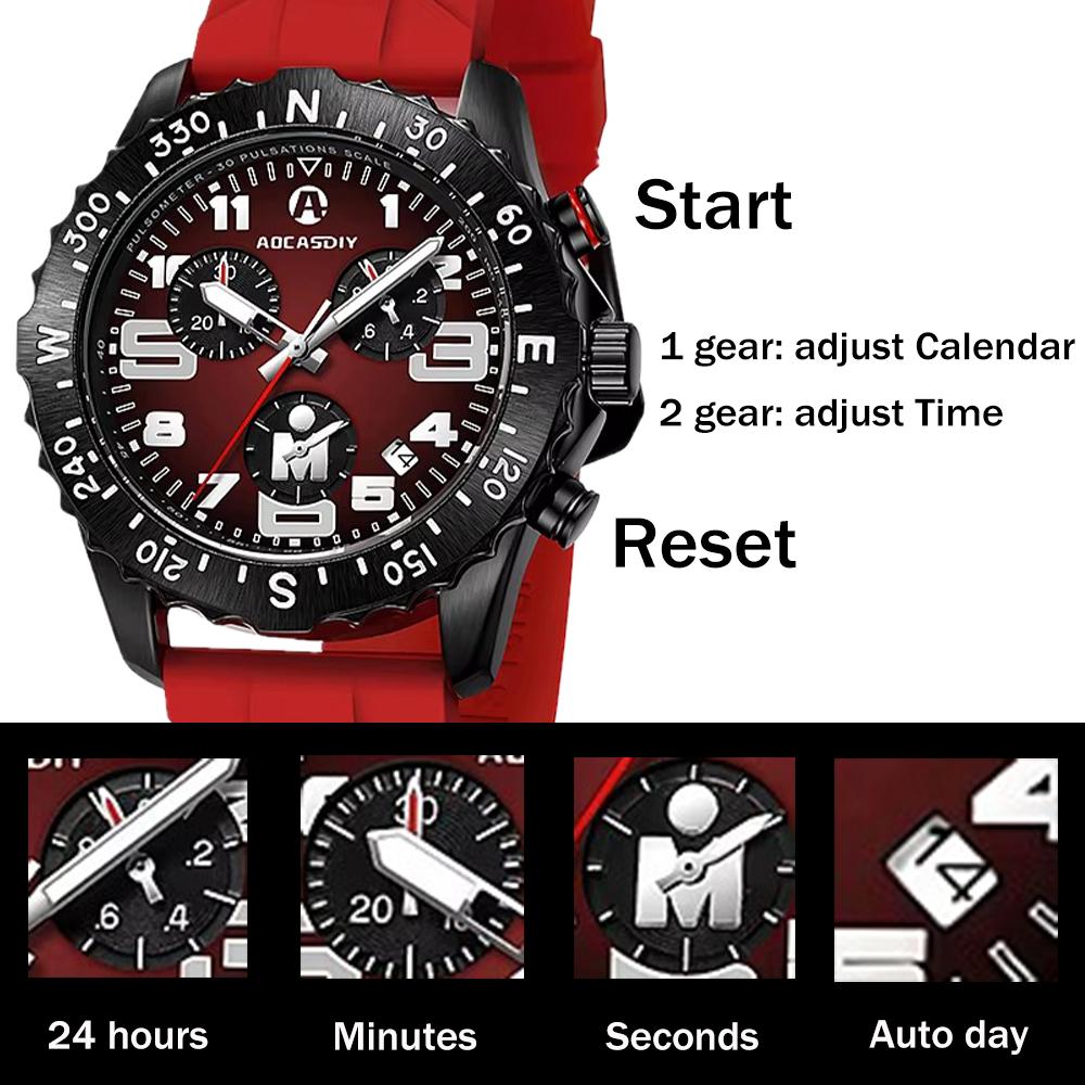 Mens Watches Colorful Sport Watch Luxury Men Quartz Wrist Watches Chronograph Male Clock Chronograph Silicone Watch