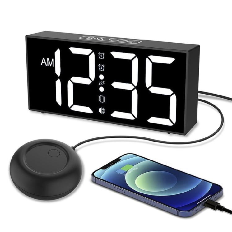 Alarm Clocks for Bedrooms Heavy Sleepers,Vibrating Alarm Clock with Bed Shaker,4Dimmers,Snoozes Brightness Adjustable
