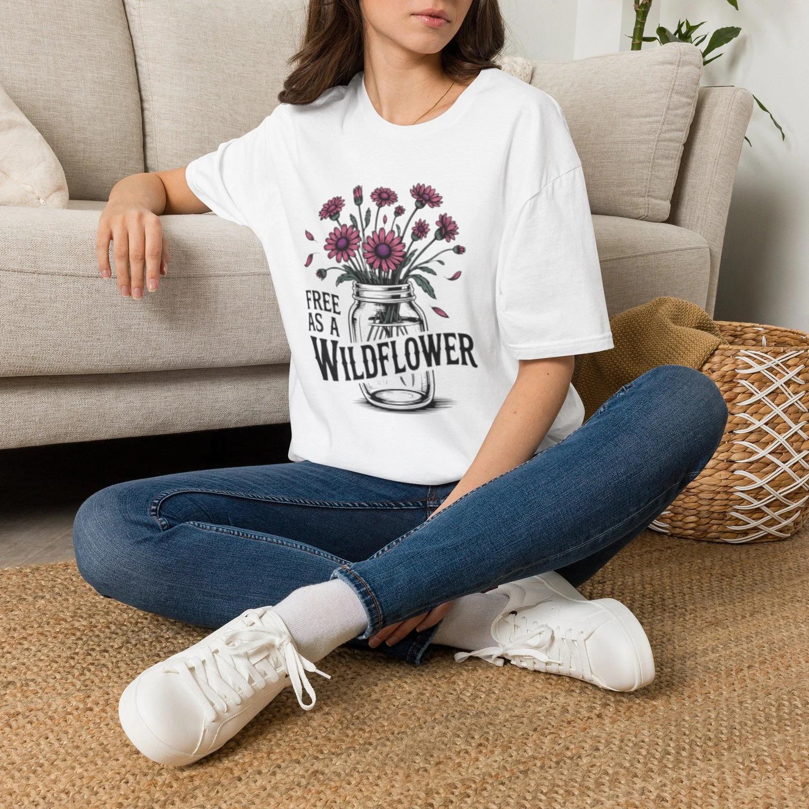 -Free As A Wildflower T-Shirt | Mason Jar Flowers Tee 3XL