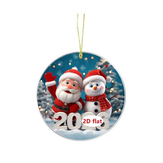 Christmas Ornament Cartoon Santa Claus Snowman Reindeer 2D Acrylic Christmas