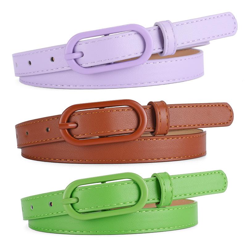 Oval Pin Buckle Macaron Color Scheme Belt Women'S High-End Decorative Belt