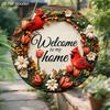 2D Flat Classic Cardinal Wooden Christmas Sign, Charming Decorative Plaque with Wreath Pattern, Ideal for Front Door, Home, Office Decor