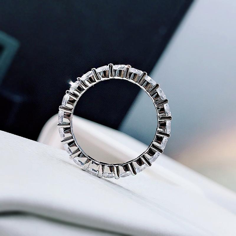 Luxury Women's Ring S925 Silver Row Diamond Ring for Women In Europe and America 3mm Full Diamond Ring