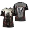 Mens Viking Print T-Shirt 3D Digital Short Sleeve Casual Loose Fit Tee