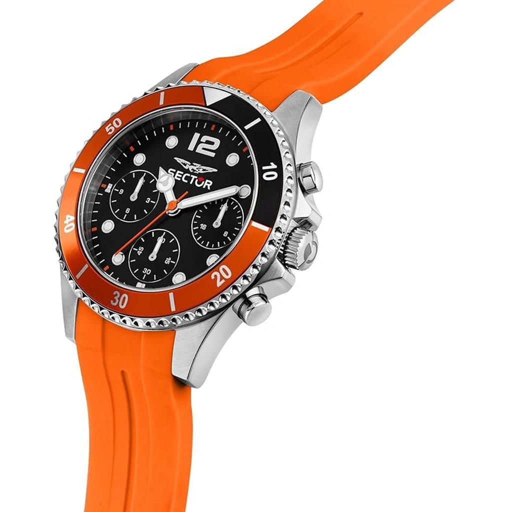 Sector 230 Cinturino Multifunzione in Silicone Quadrante Nero Quarzo R3251161054 100M Orologio da Uomo