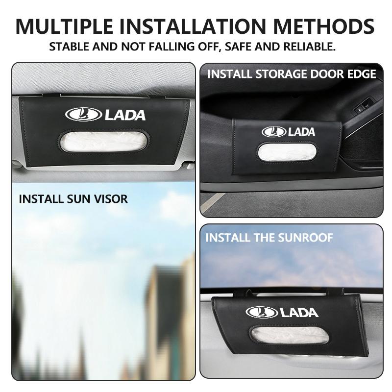 For Lada Car Tissue Box Sun Visor Leather Tissue Box Interior Holder Storage Accessories Niva Vesta Granta Riva Samara Priora ZZ19