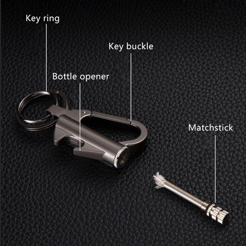 Briquet multifonctionnel à pétrole Porte-clés Décapsuleur Portable d'extérieur Allume-feu Accessoires pour fumer