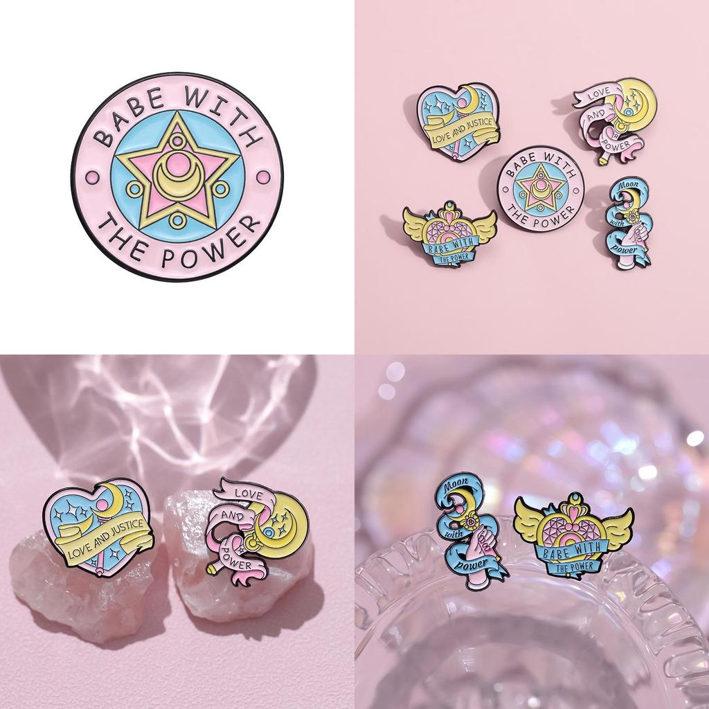 Whimsical Cartoon Pink Brooch Featuring Playful Star Magic Wand And Wing Designs