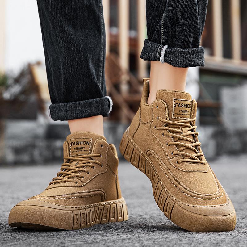 New Fashion Autumn And Winter Men's High Top Martin Boots Students Male Boys Trending Soft Sole Work Shoes Labor Protection Martin Sneakers