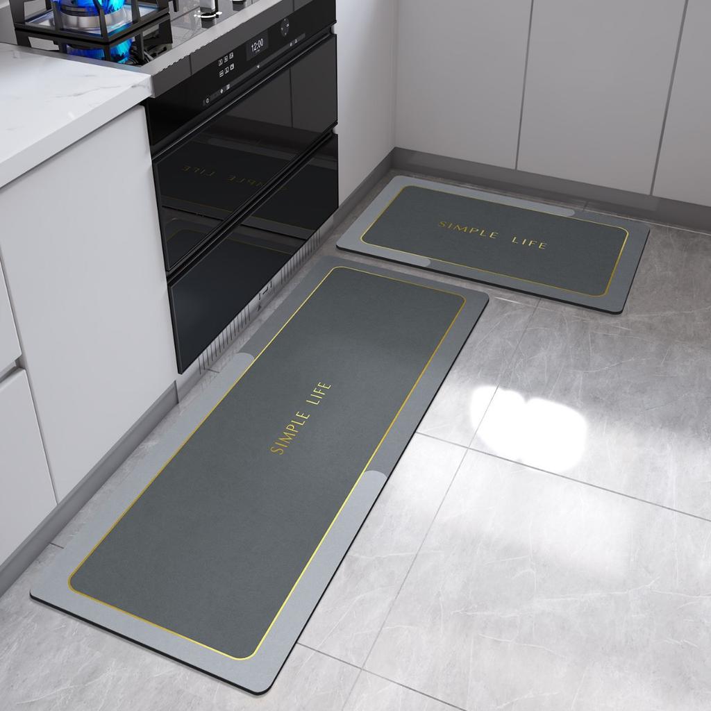 Japanese Style Kitchen Mat  Happy Cooking Kitchen Utensil Print Non Slip Waterproof Oilproof Kitchen Floor Rug Easy To Clean