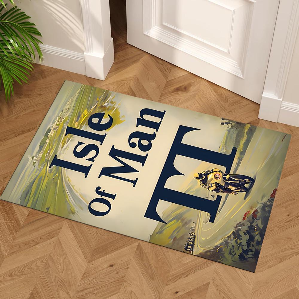 Isle Man Tt Floor Rug Office Rug Design for Outdoor Living Rooms Entryway Foyer Anti-slip Rug Anime Office Decor Perfect Birthday/Christmas Gift Idea