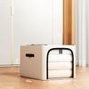 Foldable Clothes Storage Boxes Large Capacity Bins with Metal Frame Lids Clear Window and Sturdy Handles Daily Use
