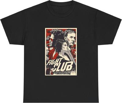 Unisex bavlněné tričko s ilustrací plakátu filmu Fight Club - Kultovní tričko s filmovým uměním z 90. let - Kultovní klasika s grafikou