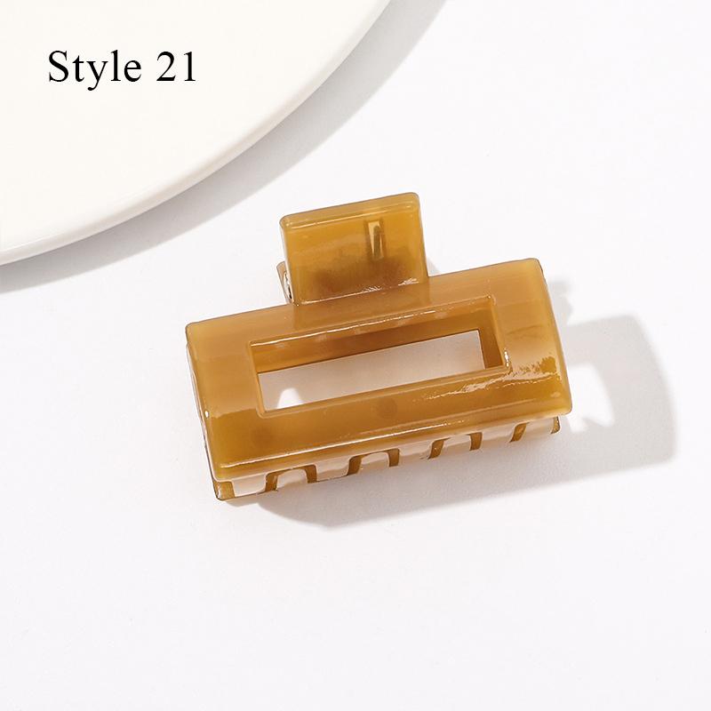 HFYJ Hollow Small Size 4cm Square Hair Claws Acrylic Jelly Color Hairpin Shark Crab Hair Clip Claw Hair Accessories for Women