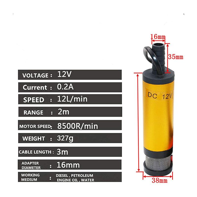 Portable Mini 12V 24V DC Electric Submersible Pump For Pumping Diesel Oil Water Aluminum Alloy Shell 12L/min Fuel Transfer Pump