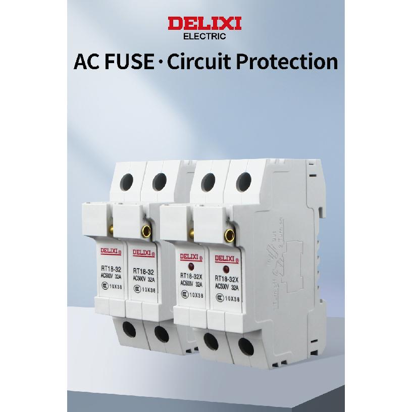 DELIXI 2P Electrical Fuse RT18-32X 500V AC for Motor Control,Transformer,Distribution Cabinet 10*38MM Resistor Fuse Holder Relays 5