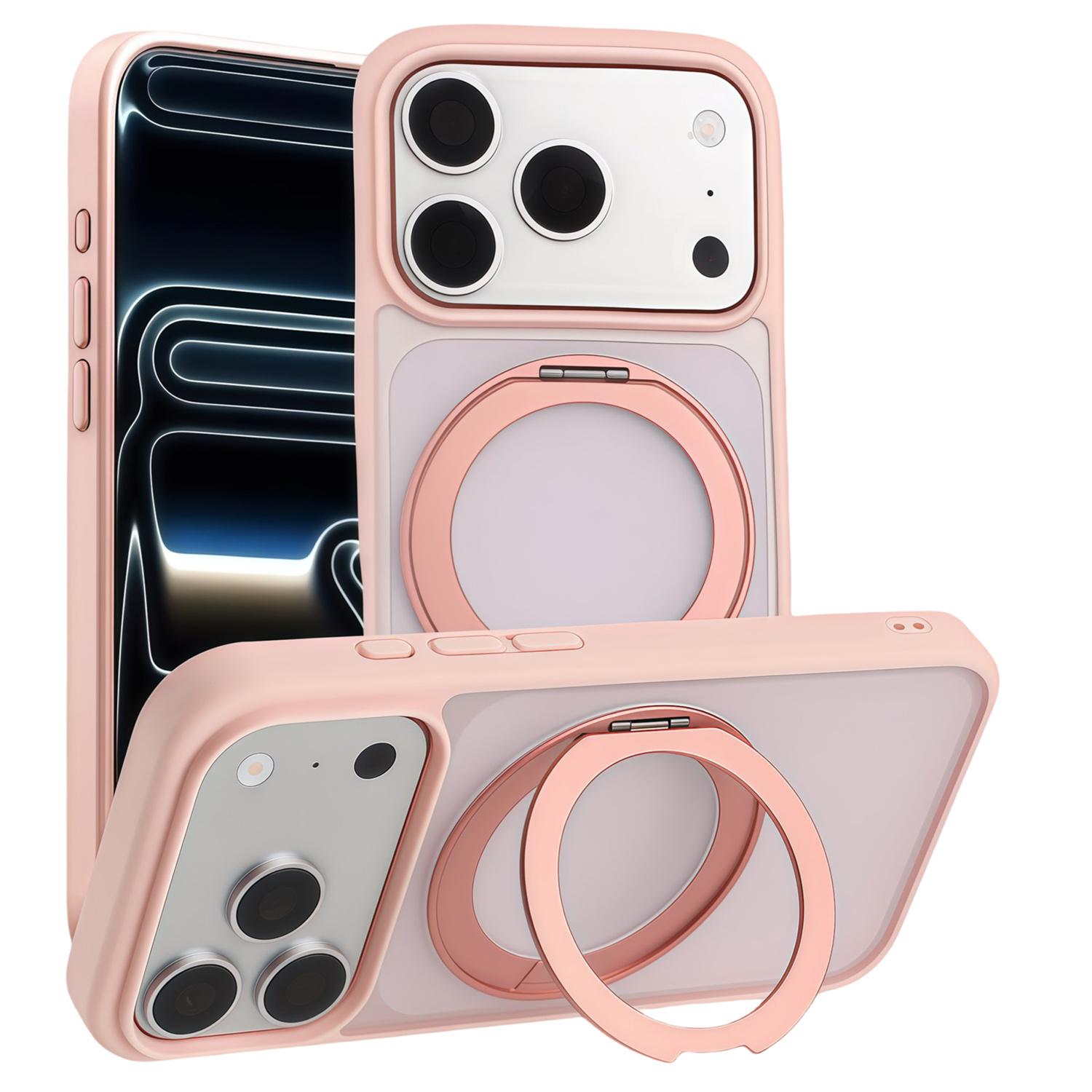 For iPhone 17 Pro Magnetic Case 360° Rotatable TPU PC Matte Phone Cover Compatible with MagSafe