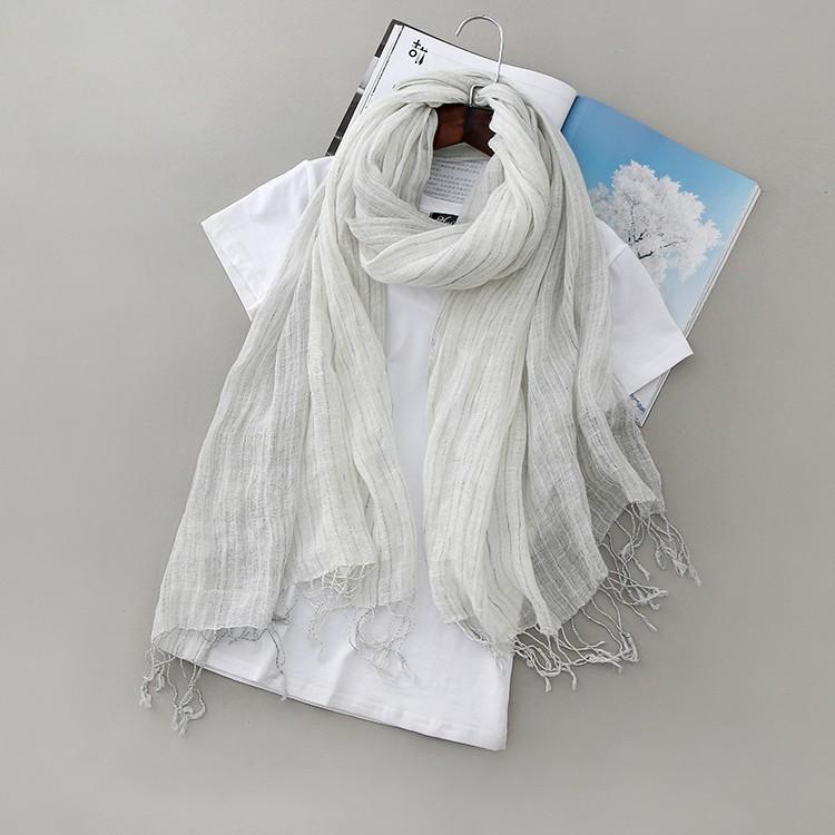 Summer Japanese Linen Scarf Square Scarf Fashion Versatile Striped Cotton And Linen Shawl Beach Sunscreen Silk Scarf