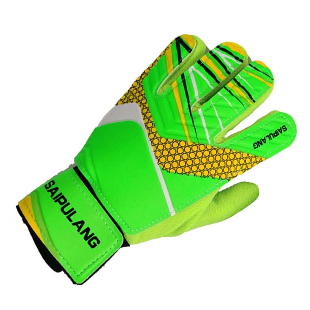 Gants de Gardien de But de Football pour Enfants Anti-Collision PU Gants de Gardien de But Antidérapants Ajustables Élastiques Doigts Entiers Accessoires de Sport