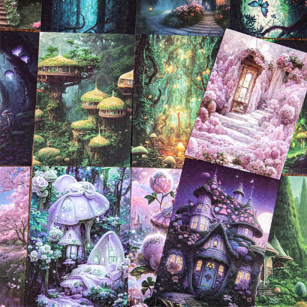 20 pcs Dream forest material paper plant pattern decorative hand ledger material paste the bottom message Junk Journal Supplies