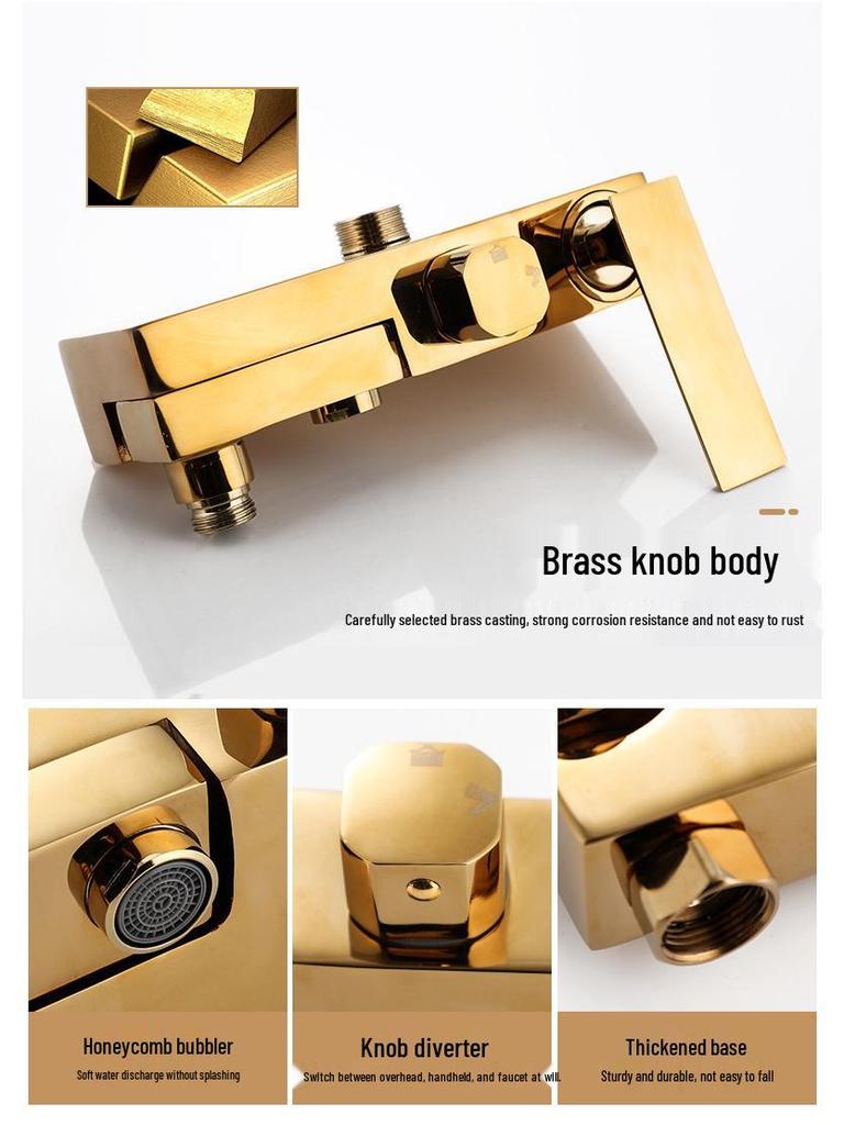 All-Copper Thermostatic Shower Faucet Set with Rain Shower Head