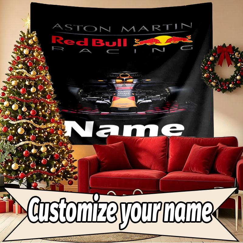 Custom Name Personalized Red Bull Racing Print Tapestry, Wall Art Decor, Bedroom, Dorm, Apartment, LivingRoom, Party Backdrop, Gift for Birthday
