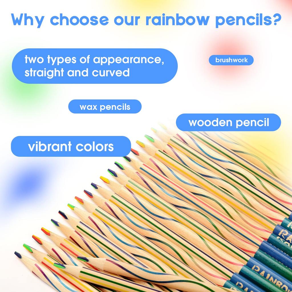 ThEast Rainbow Colored 30 4 Colors per Beautiful Colored Pencils for Perfect for Coloring and as Party Pencils, Count, Pack, Kids, Drawing, Books,